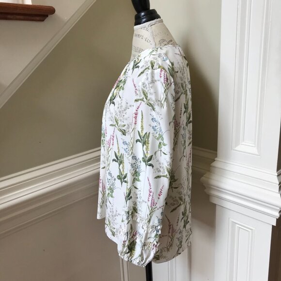 NWT Charlotte Brody Double Ruffle Blouse Top Shirt Womens Large White Floral NEW - Picture 8 of 12